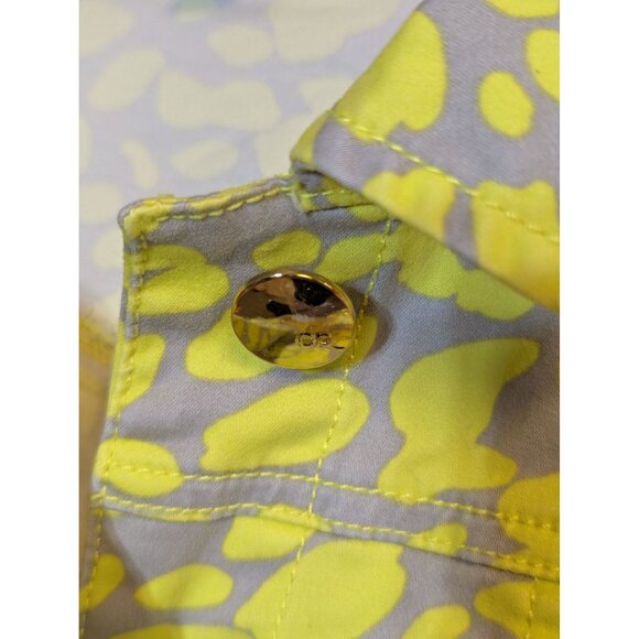Cynthia Rowley Womens Yellow & Gray Abstract Print Jacket XL Cotton Blend - Picture 2 of 6